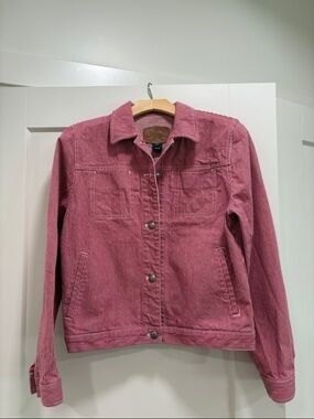 Ralph Lauren Vintage Red/White Striped Denim Jacket—BEAUTIFUL!! Like New—Small